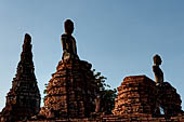 Ayutthaya, Thailand. Wat Chaiwatthanaram, seated Buddha statues of the east rectangular platform of the old ubosot. 